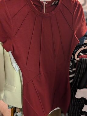 Express Pleated Sheath Dress-Wine